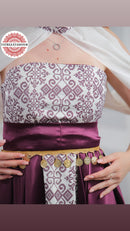 Modern Palestinian Strapless Dress –Purple with Plum Embroidery