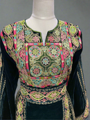 Malka Velvet Thobe - Olive Green