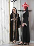 Embroidered Black Abaya with Gold Stitching