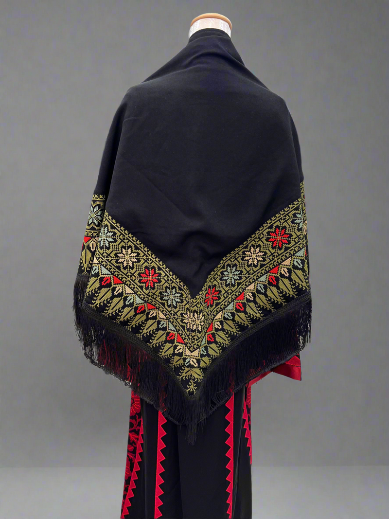 Black Shawl - Olive Green Stitch