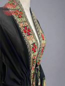 Embroidered Black Fringe Jacket with Gold Stitching