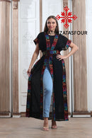 Palestinian Cities Embroidered Black Abaya