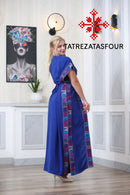 Palestinian Cities Embroidered Blue Abaya