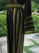 Black Thobe - Solid Olive Green Manajel Embroidery