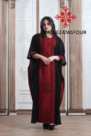 Embroidered Chiffon Abaya – Black and Red
