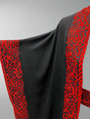 Arabic Calligraphy Embroidered on Black Chiffon with Red Loom