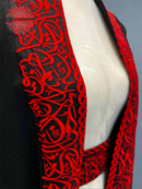 Arabic Calligraphy Embroidered on Black Chiffon with Red Loom