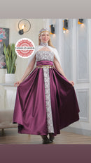 Modern Palestinian Strapless Dress –Purple with Plum Embroidery