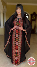 Black chiffon abaya – Red Touch
