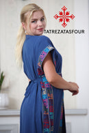 Palestinian Cities Embroidered Soft Blue Abaya