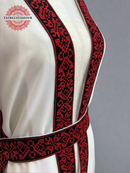 White Chiffon With Red Embroidery