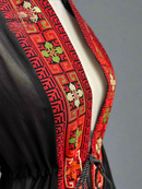 Embroidered Black Fringe Jacket With Red And Green Stitching