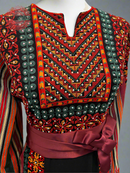 Black Majdalawi Thobe With Red Embroidery