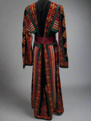 Black Majdalawi Thobe With Red Embroidery