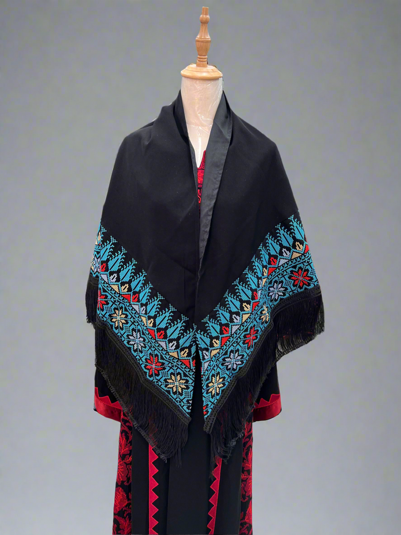 Black Shawl - Blue Stitch