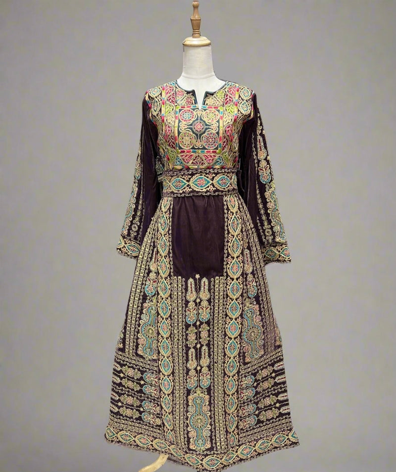 Malka Velvet Thobe - Plum