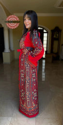 traditional Gray Thobe with red embroidery