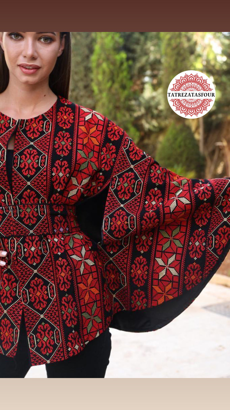 Fully Embroidered Black Cap - Red Stitching