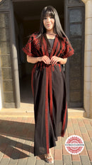 Black Chiffon - Red Embroidery