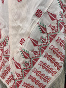 Embroidered White Shawl - Red Touches