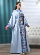 White Blue Two-Piece Abaya