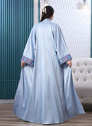 White Blue Two-Piece Abaya