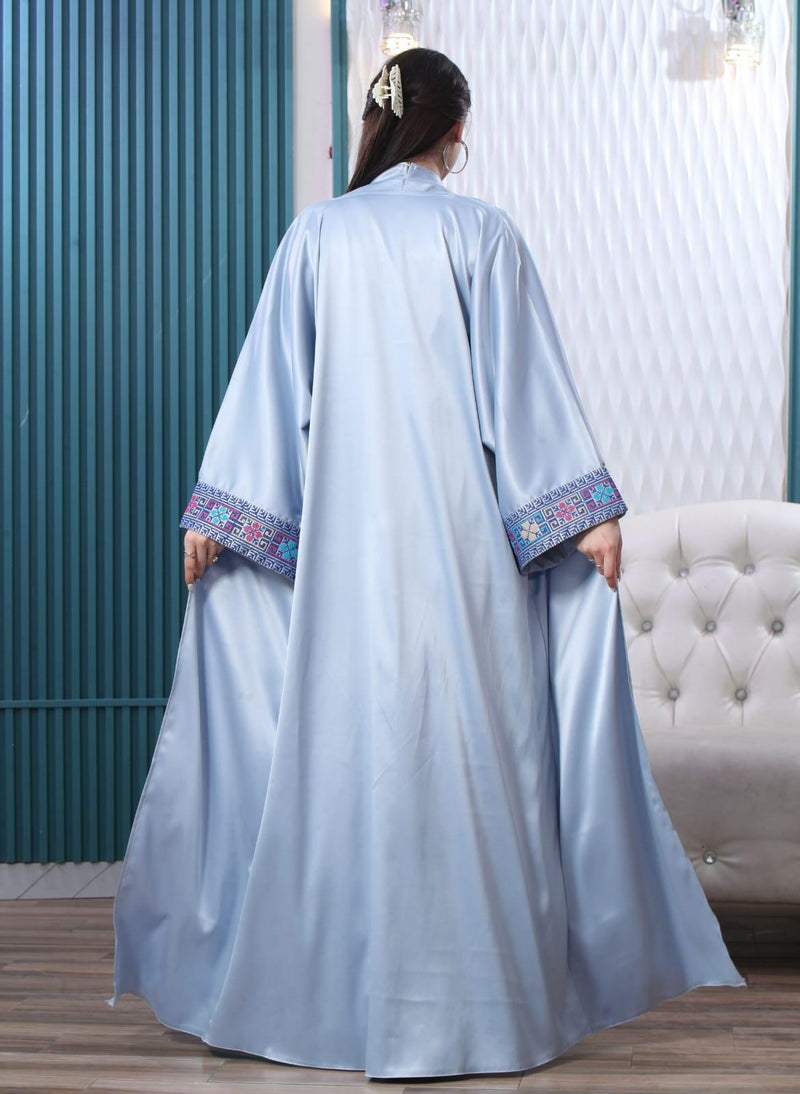 White Blue Two-Piece Abaya
