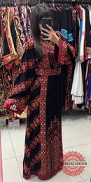 Princess Thobe – Classic Black with Red Embroidery