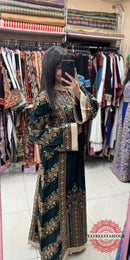 Princess Thobe – Classic Olive Green with Gold Embroidery