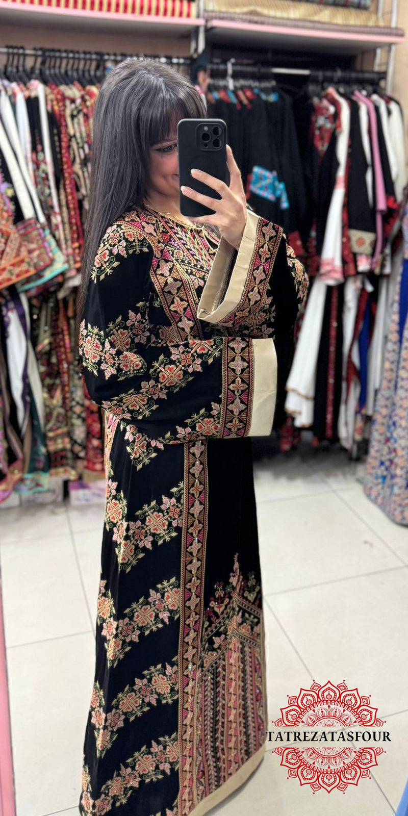 Princess Thobe – Classic Black with Gold Embroidery