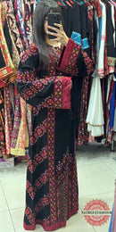 Princess Thobe – Classic Black with Burgundy Embroidery