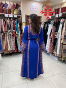 Palestinian Manajel Blue Thobe with Gold Embroidery