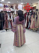 Luxurious Soft Mauve Thobe with Purple Exquisite Cane Embroidery