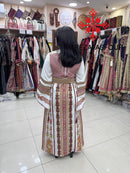 Luxurious White Thobe with Red Exquisite Cane Embroidery
