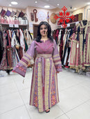 Luxurious Soft Mauve Thobe with Purple Exquisite Cane Embroidery