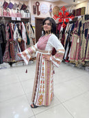 Luxurious White Thobe with Red Exquisite Cane Embroidery