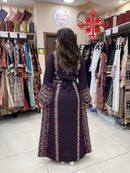 Palestinian Manajel Purple Thobe with Gold Embroidery