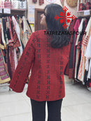 Fully Embroidered Black Jacket with Red Thread
