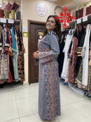 Palestinian Manajel Gray Thobe with Red Embroidery