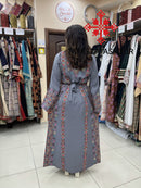 Palestinian Manajel Gray Thobe with Red Embroidery