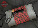 Traditional Red Embroidered Handle Clutch - Center Stitching