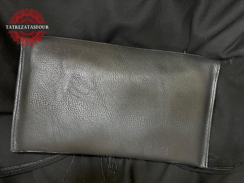 Embroidered Crossbody Bag – Black In Red Accents Triangle Design