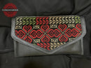 Embroidered Crossbody Bag – Black In Red Accents Triangle Design