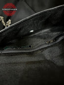 Embroidered Crossbody Bag – Black In Red Triangle Design