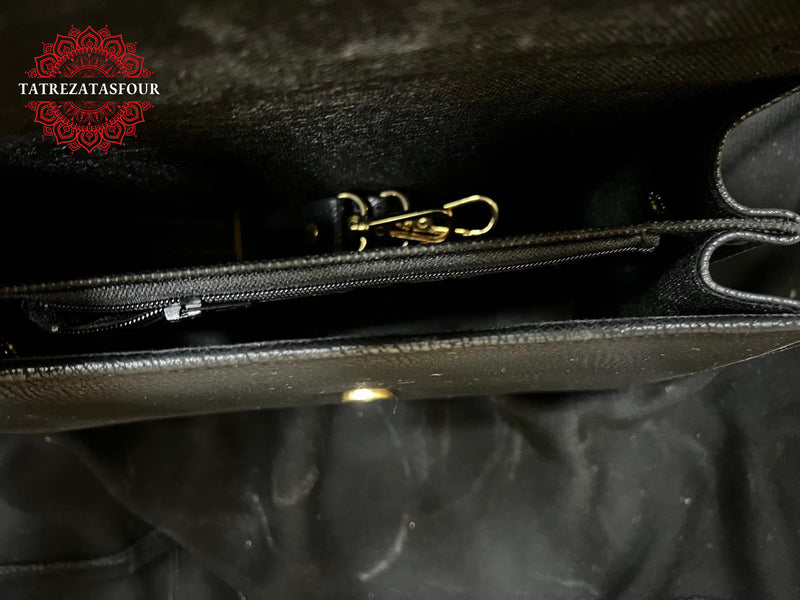 Embroidered Convertible Bag – Black with Red Stitching