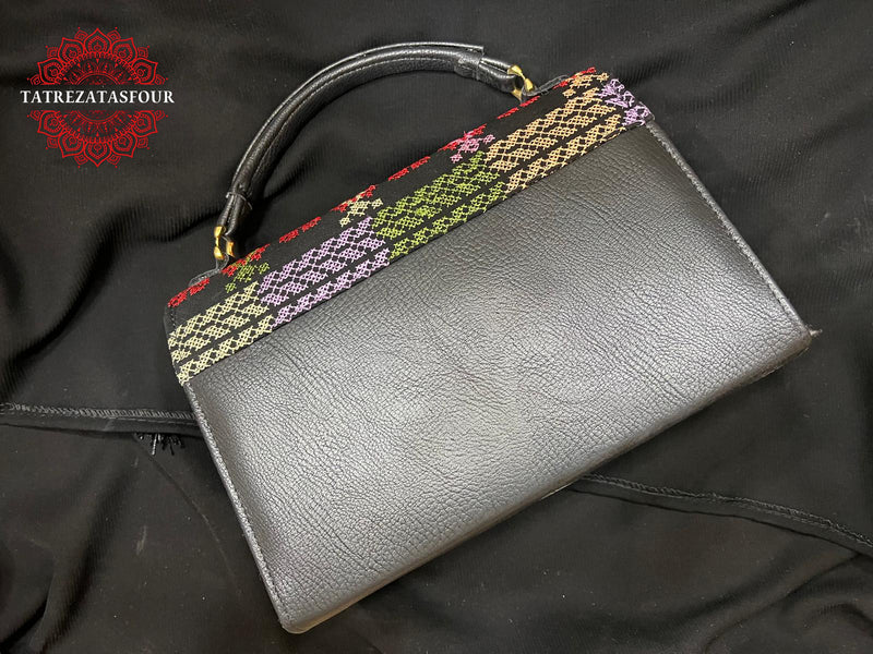 Embroidered Convertible Bag – Black with Red Accents