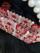 Palestinian Handmade Beaded Handbag – White With Pink