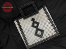 Palestinian Handmade Beaded Handbag – Black and White