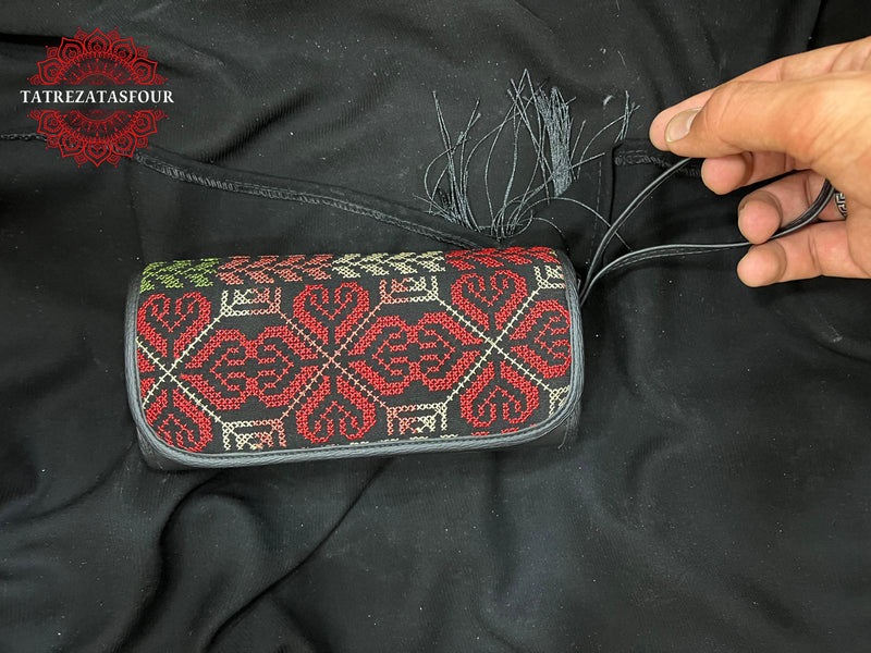 Embroidered Mini Bag - Black In Red Accents