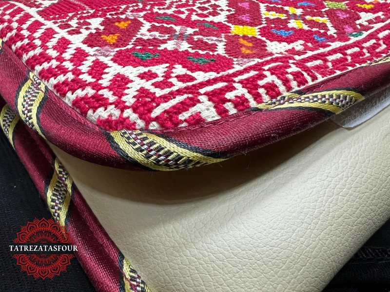 Nablus Stitch – Handmade Red Embroidered Leather Bag